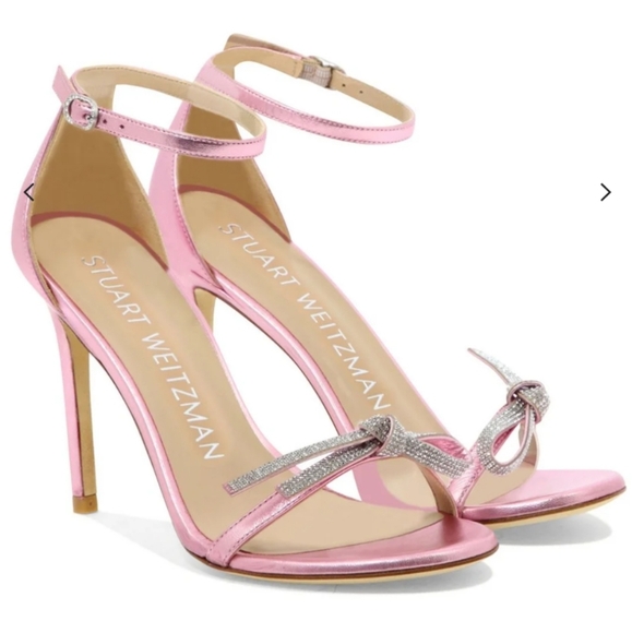 Stuart Weitzman Shoes - Stuart Weitzman Nudist Cotton Candy  Crystal Bow Sandals